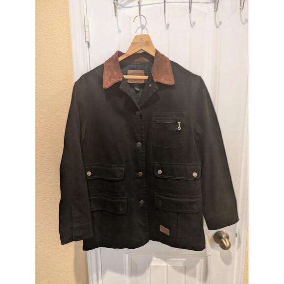 Ralph Lauren L Hunting Jacket Black RRL Utility Polo Leather Chore Western - Picture 4 of 11